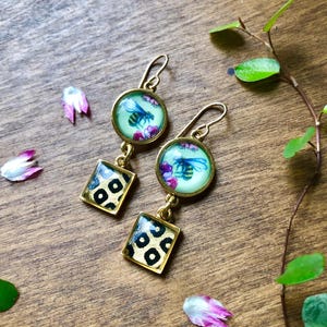 Pendientes de abeja-regalo de abeja de miel para ella-joyas de abeja de miel-arte de abeja de miel-pendientes para amantes de las abejas-regalo de joyería de abeja para esposa-regalo de abeja para ella-abeja de oro