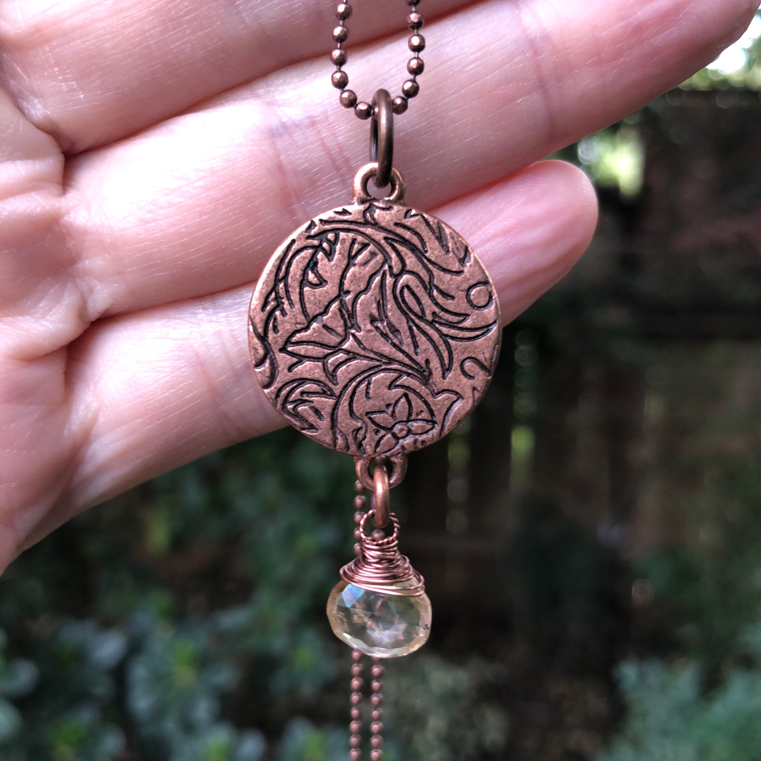Copper tree of store life necklace