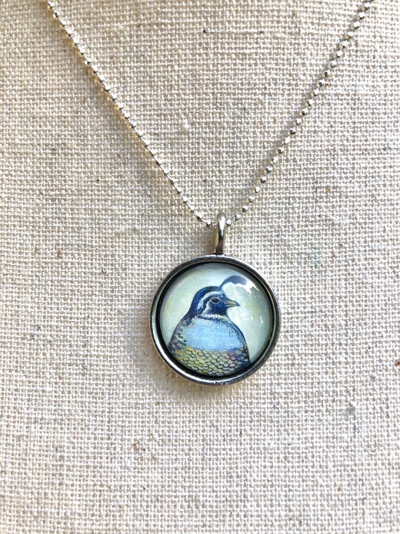 Quail Silver Necklace|Quail Jewelry Gift|nature pendant for her|orinthology gift idea|California Quail Art|Christmas wife gift|bird necklace