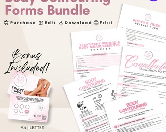 Body Contouring Forms Bundle Editable Templates for Estheticians Spas & Massage Therapists