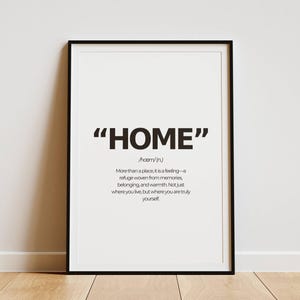 Home Definition Digital Poster, Modern Minimalist Wall Art, Dictionary Quote Print