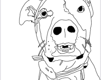 Página para colorear de perros imprimible/ Arte lineal trazado a mano/ Manualidad para amantes de las mascotas para adultos y niños