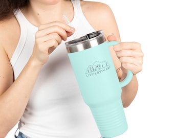 Live Love Camp mountain  Boho camping design 40oz insulated travel mug