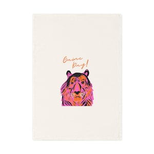Bold Tiger Game Day Cotton Tea Towel, Kitchen Decor, Hostess Gift, Game Day Party, Animal Lover Gift, Home Decor