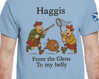 Haggis Hunting T-Shirt: Scottish Pride Cotton Tee