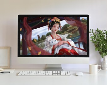Wu Zetian Digital Painting | Chinese Woman Asian Painting, Ancient