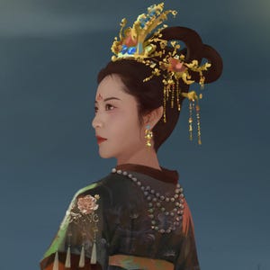 Chinese Woman Asian Painting, Ancient Chinese Beauty Wall Art, Digital Download Yang Guifei Tang Dynasty Wall Art