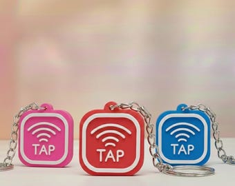 CUSTOM Smart NFC Logo Keychain, Scannable Social Media Digital Business Card, Small Business Keychain, Iphone, Android, Tap and Pay