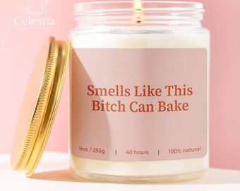Baker Gift | This Bitch Can Bake, Custom Candle Cook Pastry Chef, Culinary School Graduate, Funny Unique Handmade Personalized For Women