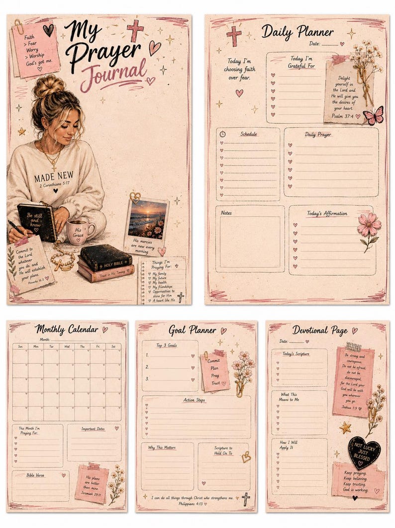 Christian Daily Planner & Prayer Journal, Notebook for Women, Faith ...