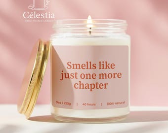 Book Lover Gift | Just One More Chapter, Bookish Candle, Reading Fan Library Bookworm Booktok Funny Surprise Librarian Book Club Gift