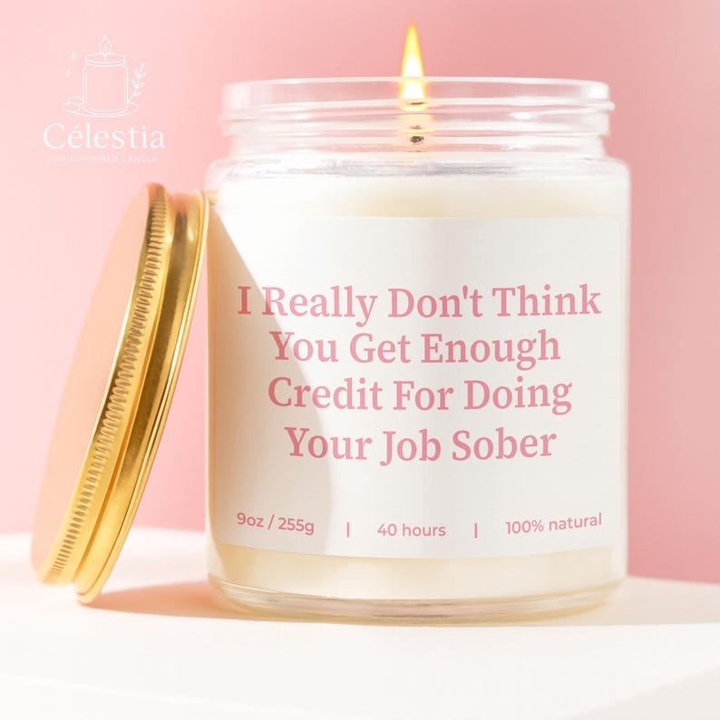 Boss Appreciation Gift | Funny Office Candle Credit for Doing Job Boss’s Day Appreciation Candle Unique Gift for Manager, Office Humor 9oz Pink Label