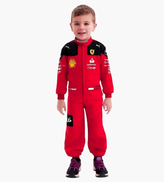 Ferrari baby boy racer Kids costume F1 Racing Go Karting Suit Race 2023 model Level 2 Digital printed Kart racing Suit Free Gift Balaclava