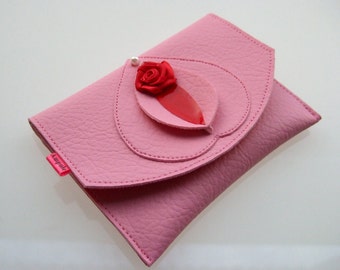 Vulvette babyroze en rood, yonizakje van imitatieleer