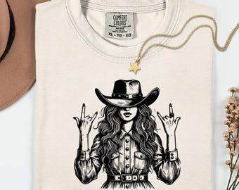 Vintage Cowgirl Graphic Tee, Comfort Colors® Western Rodeo Shirt, Nashville Bachelorette Outfit