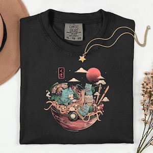 Comfort Colors PKM Anime Shirt: Anime Ramen Tee, Retro Kawaii Gaming Top