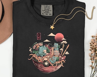Comfort Colors PKM Anime Shirt: Anime Ramen Tee, Retro Kawaii Gaming Top