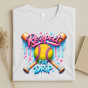 Respect The Drip Softball Shirt, Funny Graphic Tee, Softball Swag Gift, Teen Athlete Gift, Catcher Pitcher Gift, Game Day Outfit, Sports Mom