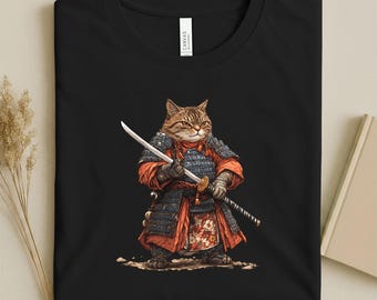 Samurai Cat Shirt: Japanese Warrior Feline Tee, Ninja Cat Graphic Tshirt, Bushido Pet Lover
