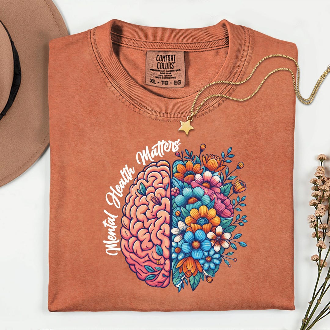 Mental Health Matters Shirt, Comfort Colors® Floral Brain Tee - Etsy