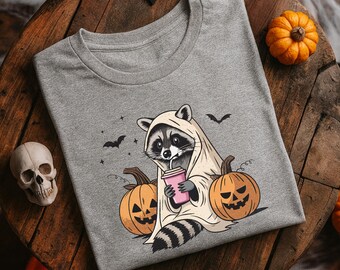Raccoon Ghost Blanket Sweatshirt: Spooky Season Fall Hoodie