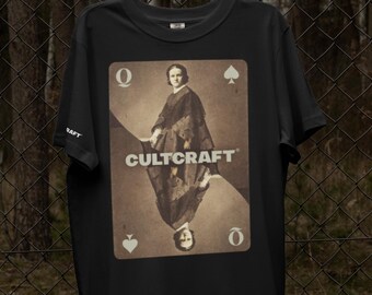 Comfort Colors 1717 T-shirt unisex nera / grigia / verde - Regina di picche CULTCRAFT©