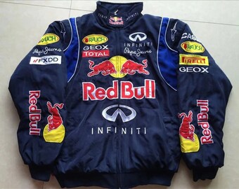 Red Bull Racing Jacke,Formel 1 Vintage Rennjacke,Bomberjacke,Oversized Jacke,Streetstyle,90er Jahre Streetwear