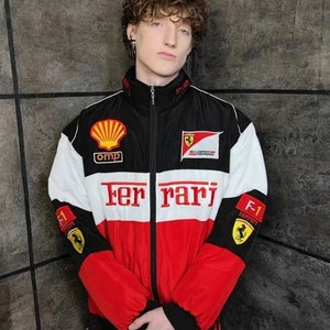 Embroidered Ferrari F1 Jacket Racing Jacket Formula 1 Vintage vintage unisex Y2K 90s StreetwearRacing Christmas gift Men's Clothing