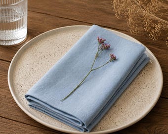 100 Pcs Sky Blue Softened Cotton Napkins, Cotton Napkins for Wedding Party Napkins Pure Soft Kitchen Napkin Blue Cotton Cloth Napkins