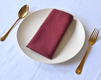 Burgundy Stonewashed Cotton Napkins - Soft Wedding Party Napkins