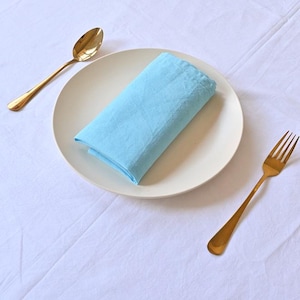 100 Pack Aqua Blue Cotton Napkins: Stonewashed Shabby Chic Wedding Party
