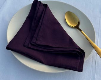 Plum Cotton Napkins, Dark Purple Table Decor Napkis , 200 TC Cotton napkin
