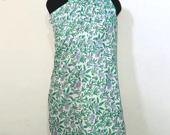 Block Print Sarong, Cotton Floral Beach Cover-Up, Handblock Pareo Sarong