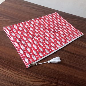 Block Printed Quilted Cotton Laptop Sleeve, Handmade MacBook Case 13&quot; Laptop Bag