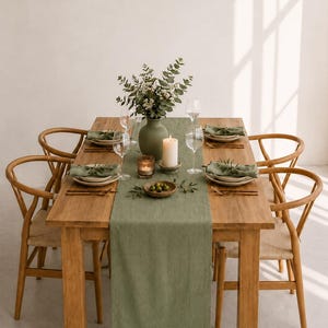 Sage Green Linen Table Runner, Many Size and Color Options, Home Decor Ideas, Wedding Table Runner, Rustic Table Runner, Table Runner Serkan