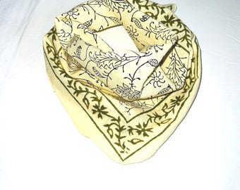 Pañuelos con estampado de bloques naturales, bufanda de algodón estilo bohemio, pañuelo suave 100 % orgánico.