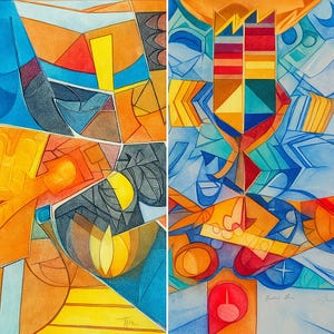 Vintage Pair of 30&quot; × 22&quot; Gerard Fitremann Etchings – Signed Abstract Aquatint Prints, Limited Edition Mid-Century Modern Art, Unframed
