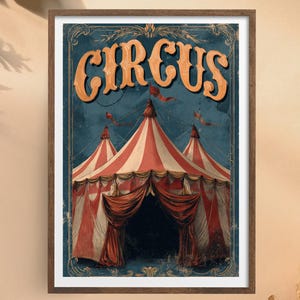 Retro Circus Poster, Vintage Carnival Wall Art, Kids Room Decor, Whimsical Home Decor, Gift for Circus Lovers, Retro Style, Carnival Decor