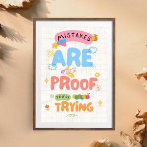Inspirational Art Prints for Kids, Motivational Wall Decor, Classroom & Home Office Decor, Positive Vibes Poster, Cute Educational Art