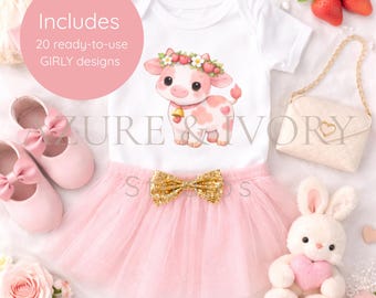Girl Baby Shower PNG Bundle | 20 Girly Designs (Digital Download)