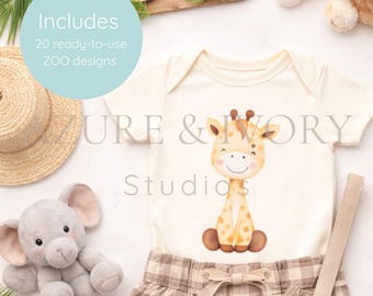 ZOO Animals Baby Shower PNG Bundle | 20 Designs | Baby Shower Decor | PNG Download | Digital Download | Instant Download