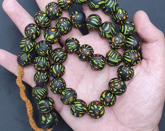 Vintage Gabri Style Green Glass Bead Necklace - 20 inch