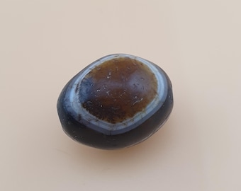 Amuleto vintage de ágata Suliemani con ojos naturales (21,6 mm x 17,2 mm)