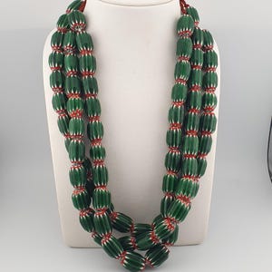 Vintage Venetian Style Chevron Glass Beads Strands