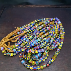 Vintage MultiColor Chevron Glass Glass beads Strands 24 inches 5mm