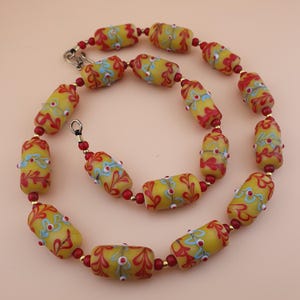 Vintage Venetian Style Skunk & Venetian whiteheart Beads 22 inchesNecklace