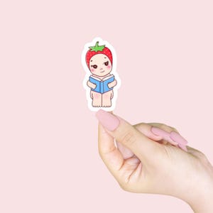 Bookish Girlie Sticker, Sonny Angel sticker, Ereader Laptop Vinyl Sticker, Kindle Accessories Gift for Book Lover, Cute Bookish Stickers