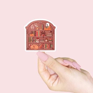 Autumn Bookshelf Kindle Sticker, Bookish Sticker Merch, Ereader Laptop Vinyl Sticker, Kindle Accessories Gift for Book Lover, Autumn Sticker