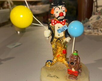 Ron Lee Clown Sculpture - Happy Chanukah - Hand Painted Bronze