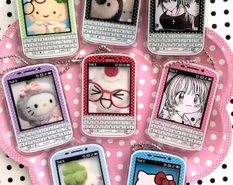 Retro etui na karty fotograficzne w stylu BlackBerry | Brelok do kluczy Y2K Kpop | Prezent na spersonalizowany uchwyt